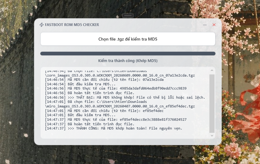Giao diện kính mờ Acrylic hiện đại của Ximi Fastboot TGZ Checker